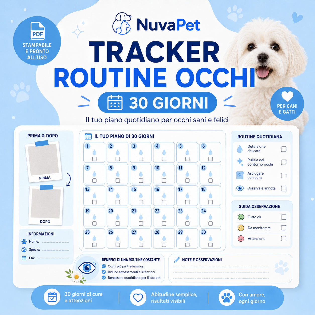 Tracker Routine Occhi 30 Giorni NuvaPet