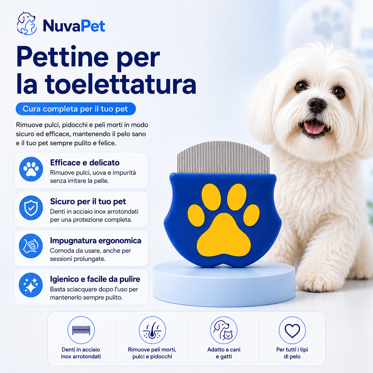Pettine Antipulci NuvaPet